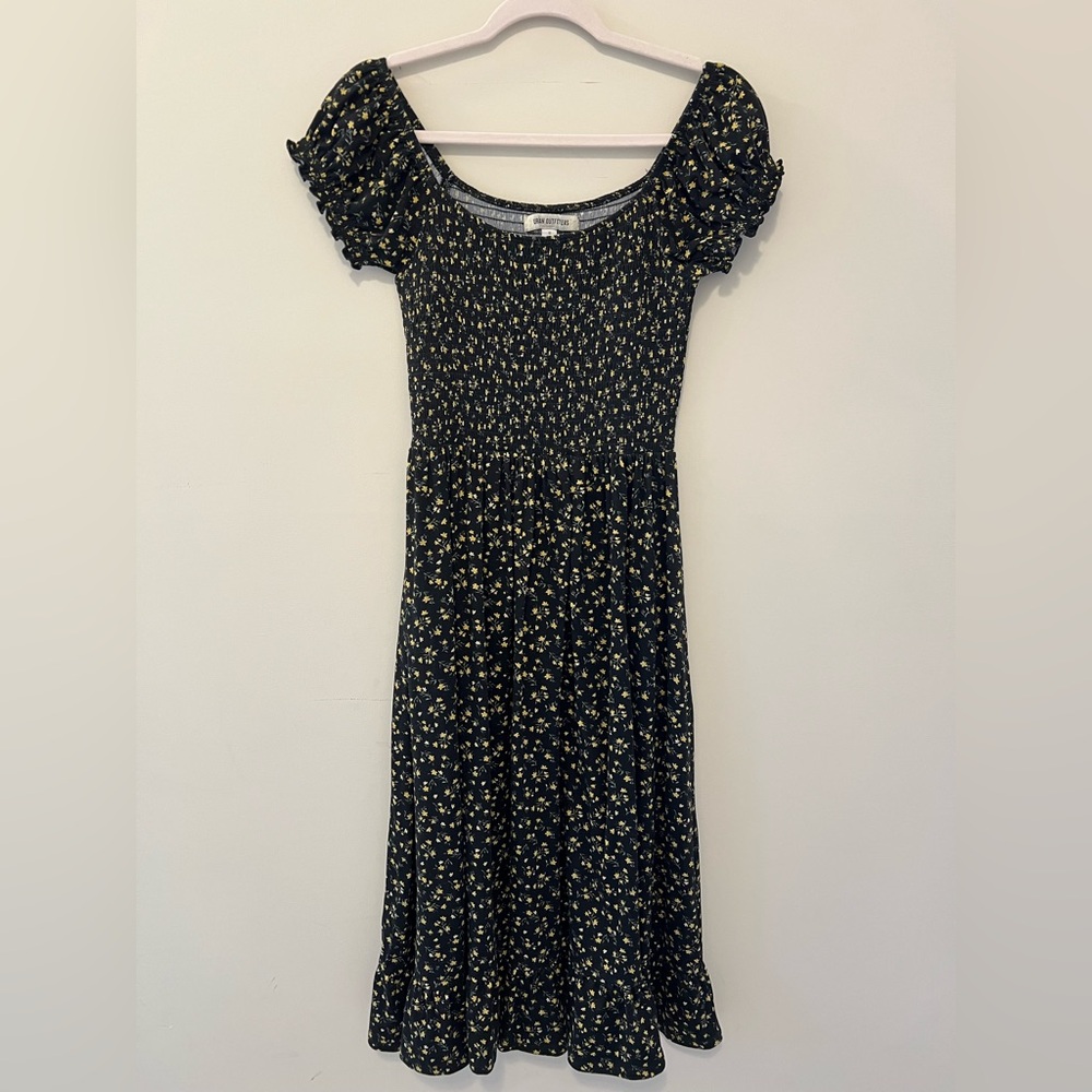 Urban Outfitters Floral Midi Dress with Puff Sleeves